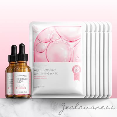 液態三重酸煥膚精華30mlx2+激光美白面膜（7入組）