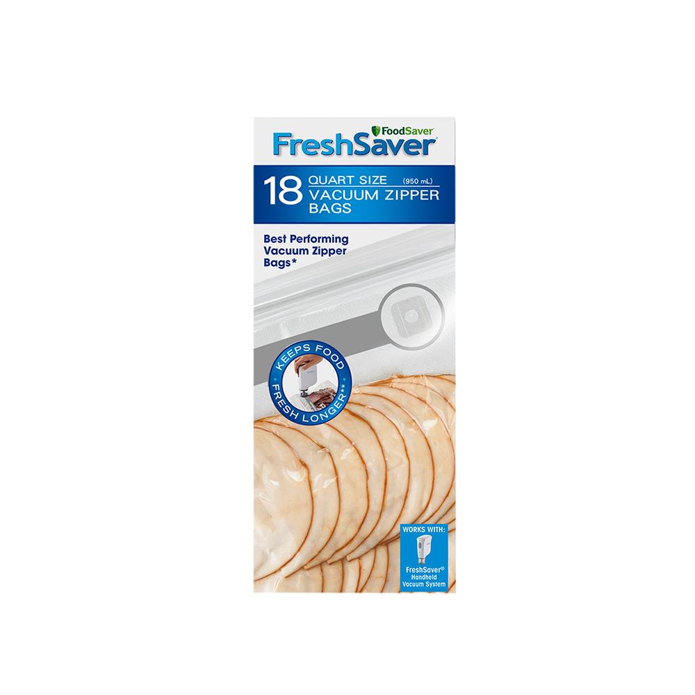 Foodsaver Zipper Bags, Vacuum, 1 Quart - 18 bags