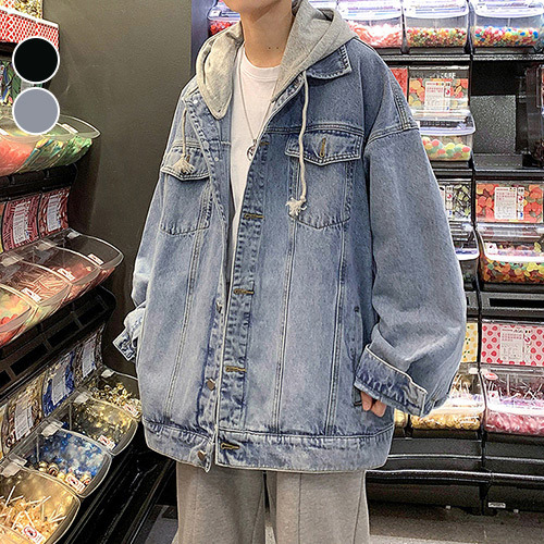 牛仔外套 韓版連帽外套 水洗刷色 情侶裝 (2色)  現 預【NZ782028】
