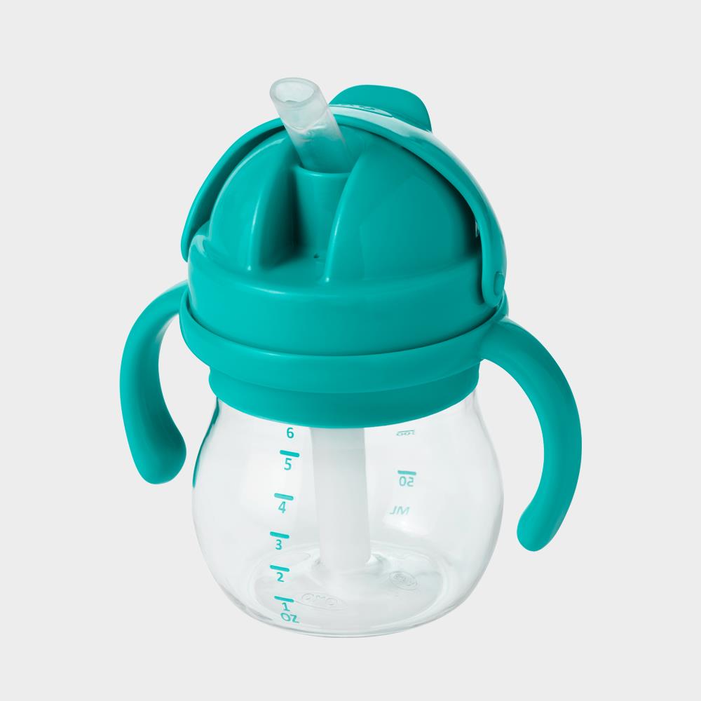 OXO tot 寶寶握吸管杯-靚藍綠