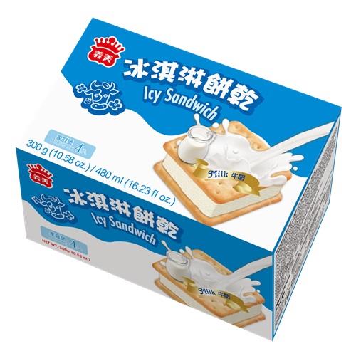 【冷凍店取－義美】牛奶冰淇淋餅乾（家庭號）(７５ｇ＊４入／盒)