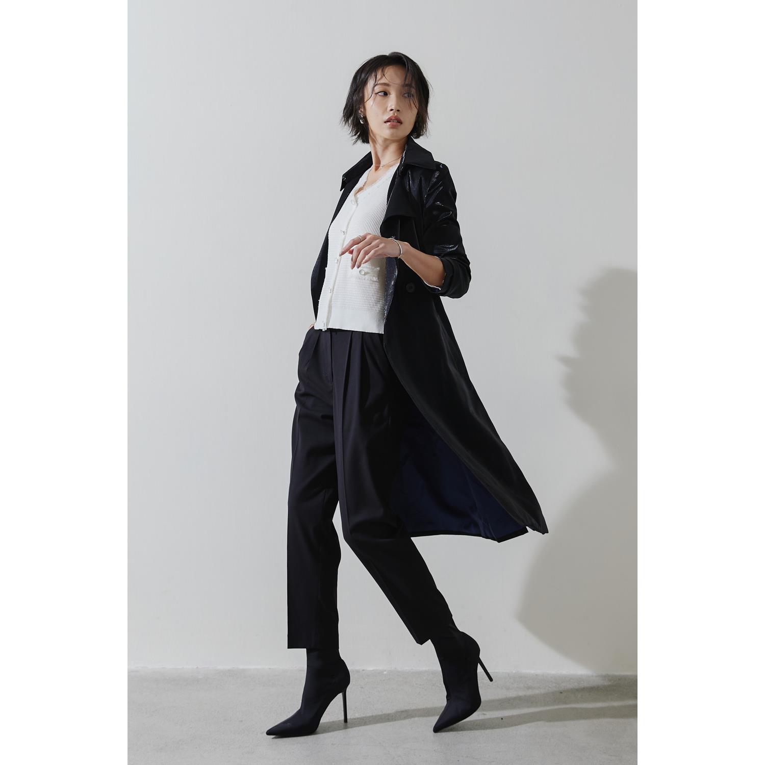 SST&C #網路獨賣款 黑色大翻領防潑水風衣 |8161811008 (outlet)