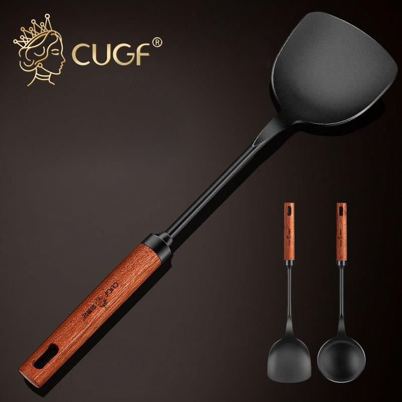 沙比利木極鐵鐵鏟湯勺 廚貴妃 CUGF 木柄鍋鏟 炒菜鏟子 家用鍋鏟長柄極鐵炒菜鏟子湯勺【AD0402】《約翰家庭百貨