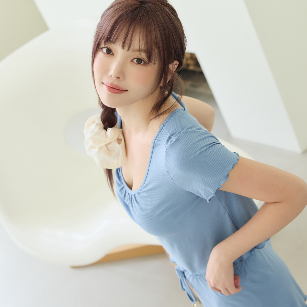 睡眠內衣【晚安推推．Chu Mii晚安】雙Ｃ魔力羅紋捲邊成套睡衣(柔霧藍)