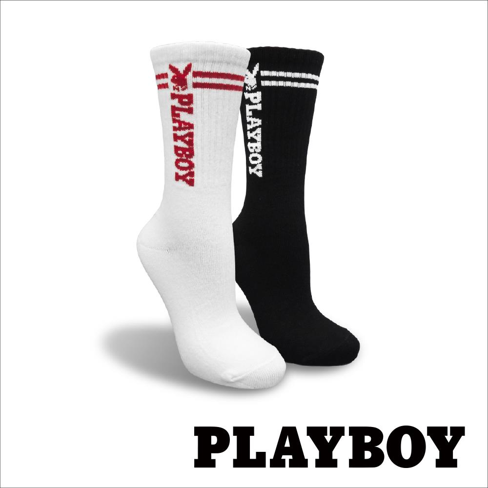 【襪款任選3雙$299 、7雙$588】PLAYBOY 潮流條紋女中筒襪(BD1922)