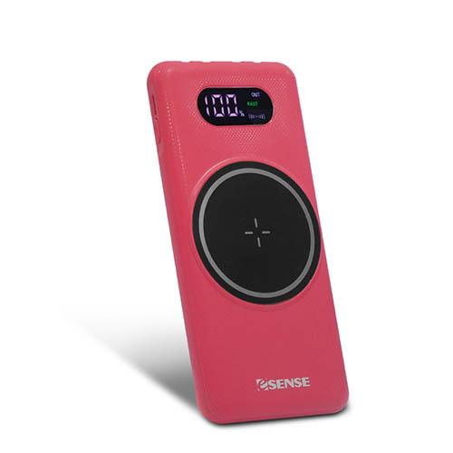 Esense 多功能有線+無線快充行動電源-紅色(產品尺寸：約14.8 x6.8x2公分)