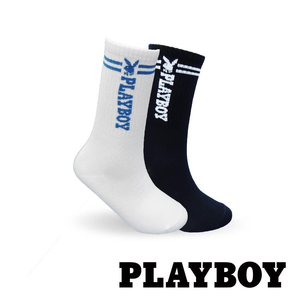 【襪款任選3雙$299 、7雙$588】PLAYBOY 潮流條紋男中筒襪(BB0922)