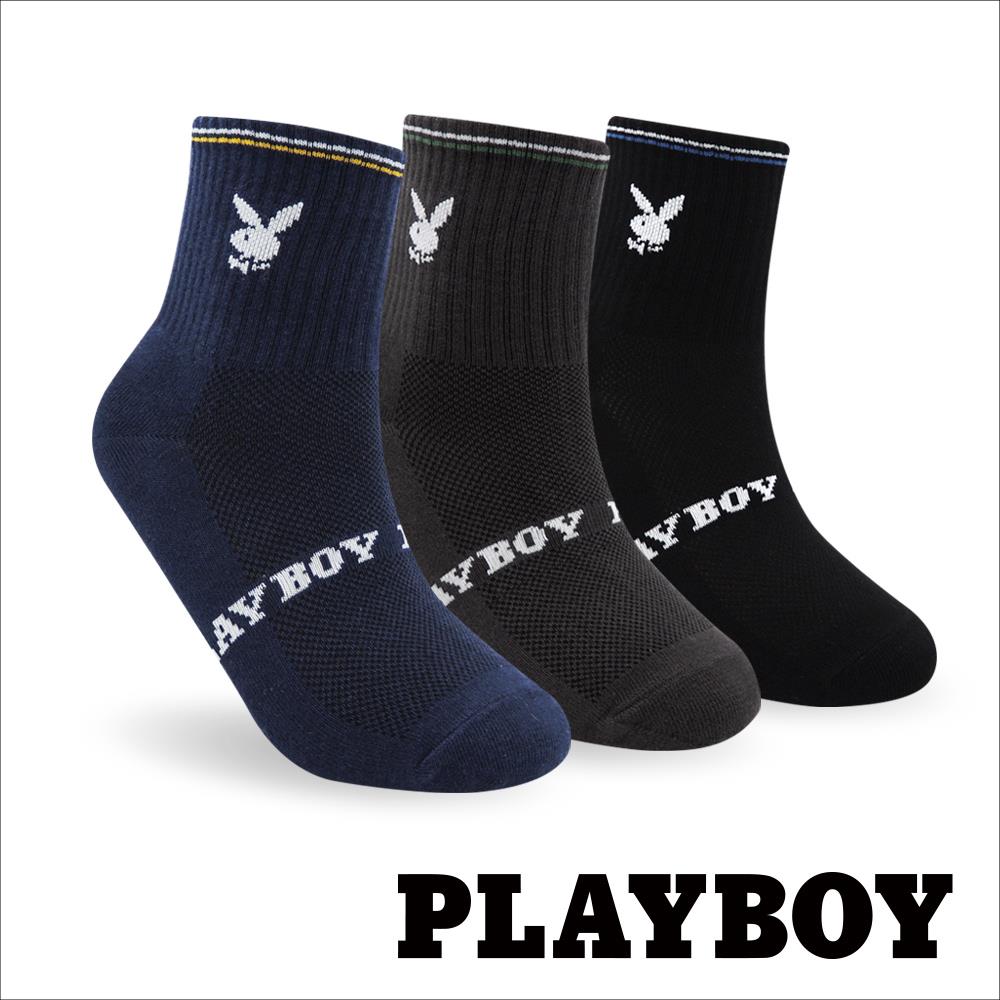 【襪款任選4雙$395 、9雙$750】 PLAYBOY 簡約條紋休閒男短襪(BX3122)