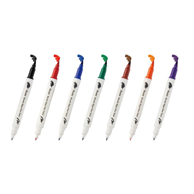 Pentel SESW30C 雙頭柔繪筆-(黑/紅/藍/綠/茶/橙/紫)