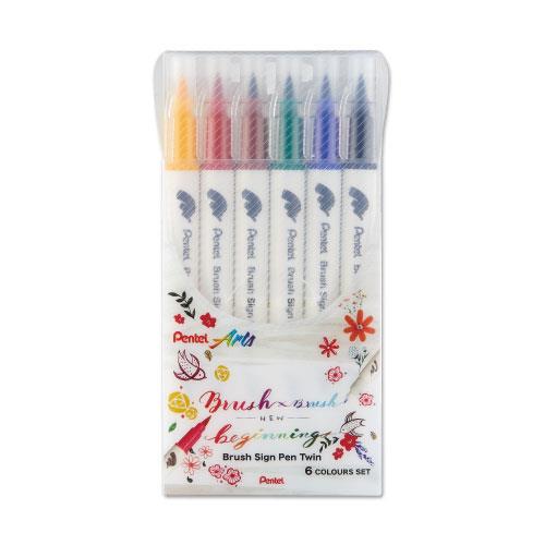 Pentel SESW30C-06 雙頭柔繪筆-6色組