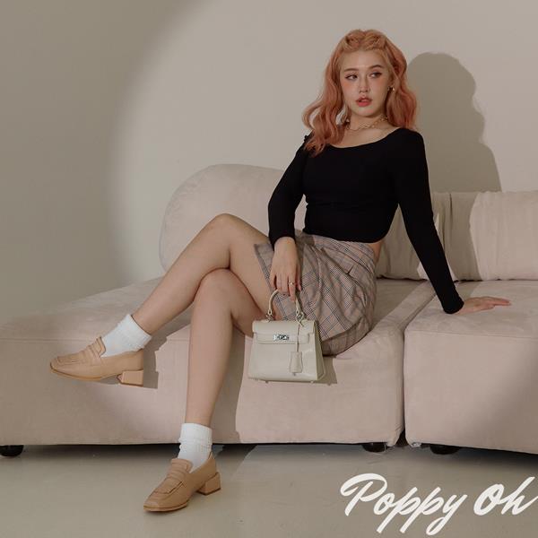 ▸APP獨賣有緣五折✨原價2180◂ANNSTAR 波痞Poppy聯名-通勤女子方頭方跟樂福鞋4cm-杏