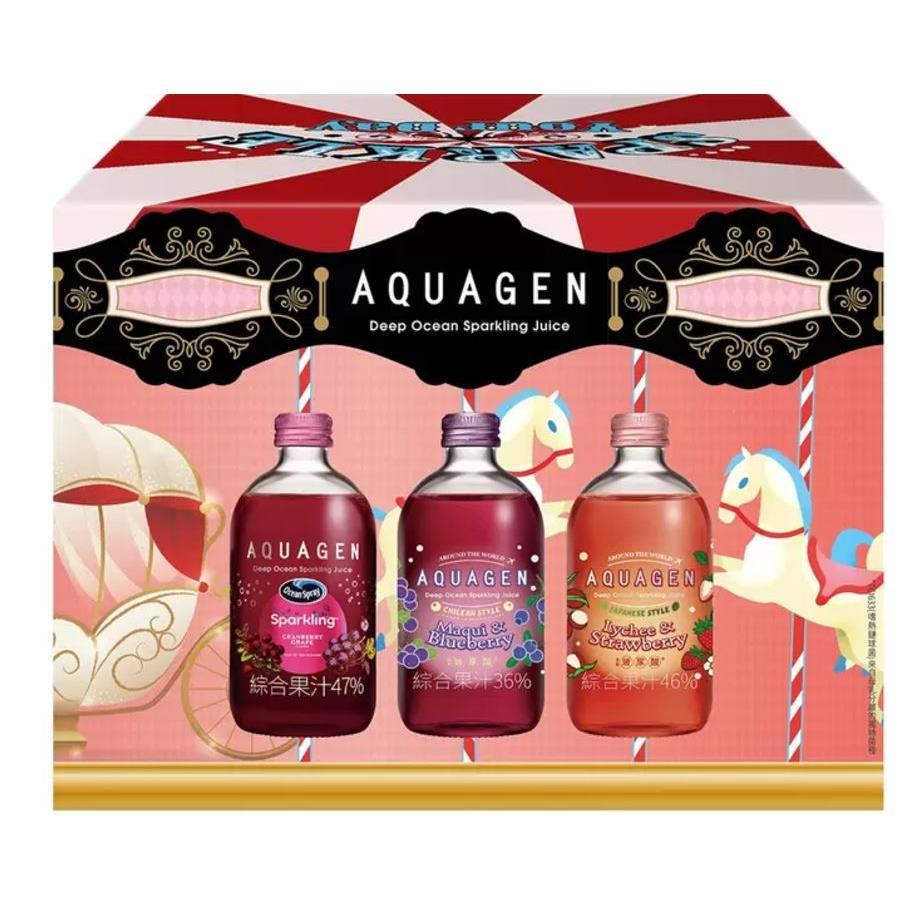 【ＡＱＵＡＧＥＮ】箱購奢華果香三部曲氣泡飲組(３３０ｍｌ／瓶，９瓶／箱)(效期至2025/05/07)