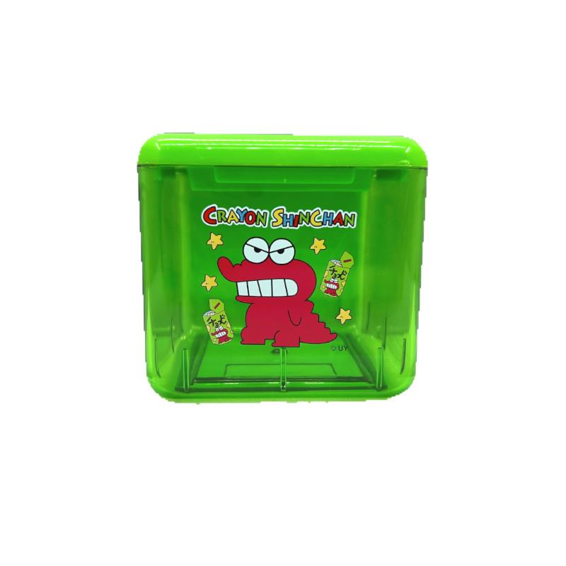 蠟筆小新 方形三孔置物盒-恐龍綠