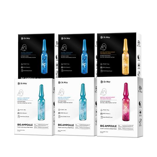 【Dr. May】美博士安瓶面膜6盒組-美白(4片/盒)+補水(4片/盒)x2+水光(4片/盒)x2+修護(4片/盒)