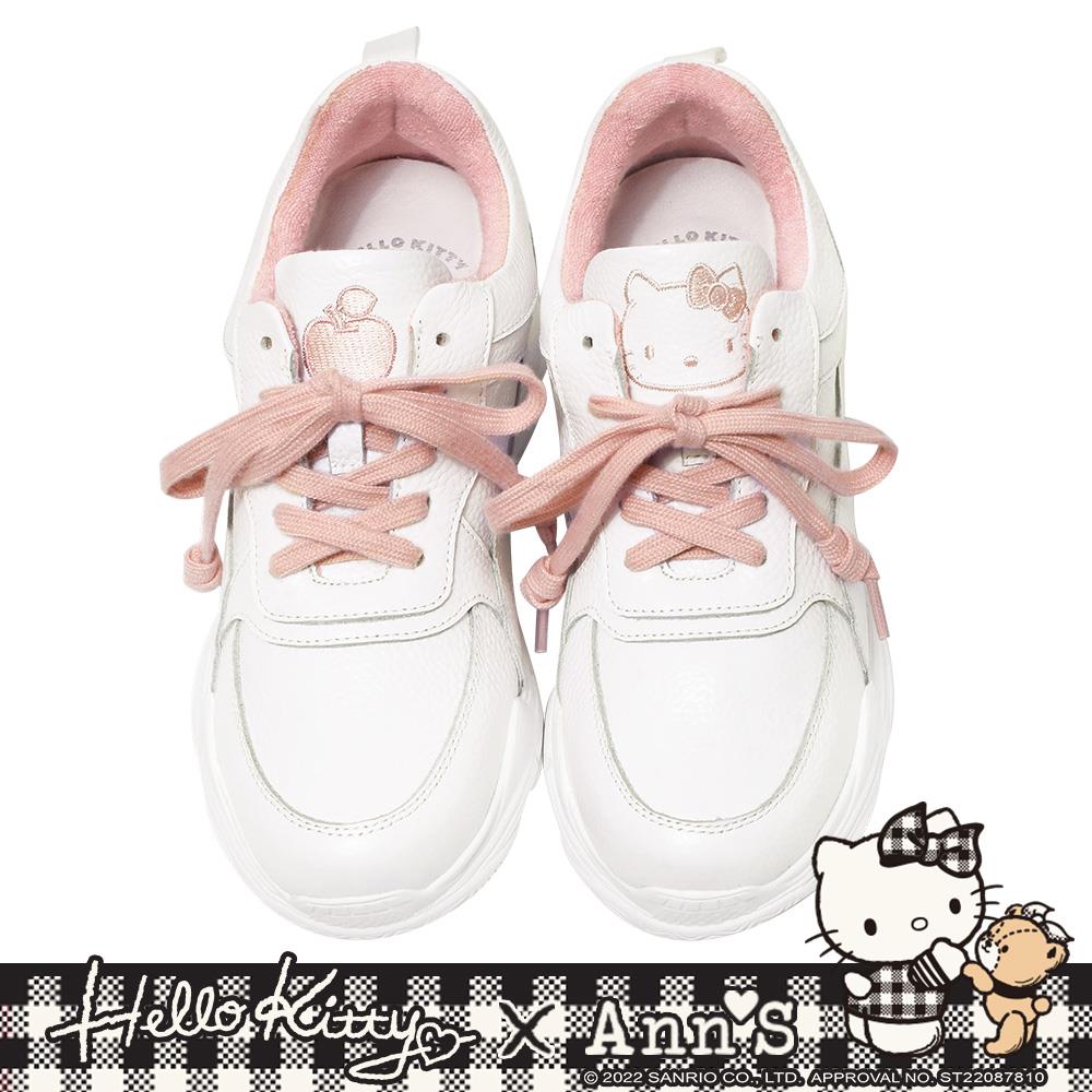 🍎任一雙現折$618🍎Ann’S X Sanrio三麗鷗 HELLO KITTY聯名 甜蜜刺繡可拆蝴蝶結增高顯瘦輕量老爹鞋4cm-白(版型偏小)