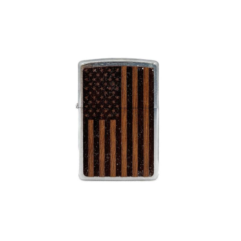 ZIPPO Brushed Chrome/Mahogany Emblem Attached 防風打火機