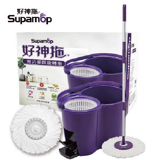 【好神拖】輕巧腳踩旋轉拖(1拖+1桶+2布)