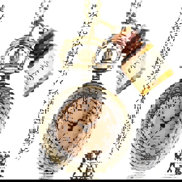 【時光旅人】漂流許願瓶茶色玻璃翻蓋懷錶(隨貨附贈長鍊)