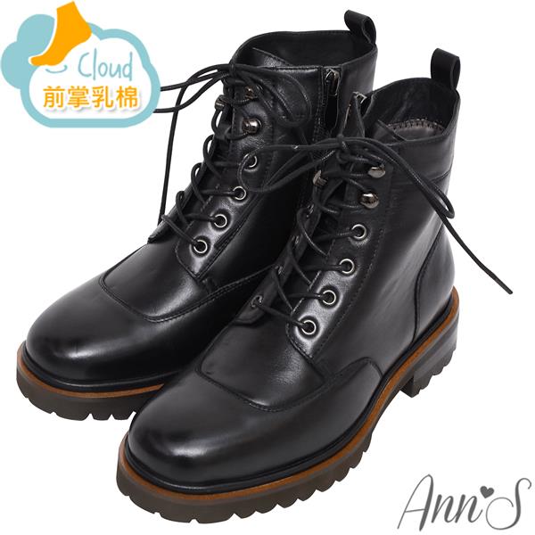 🍎任一雙現折$618🍎Ann’S自我率性-綁帶造型牛皮真皮短靴4cm-黑