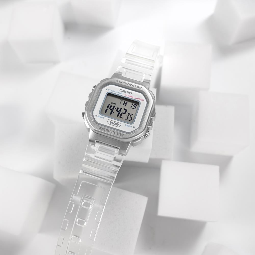 CASIO 卡西歐/ LA-20WHS-7A / 輕薄方形LED 計時碼錶鬧鈴橡膠手錶