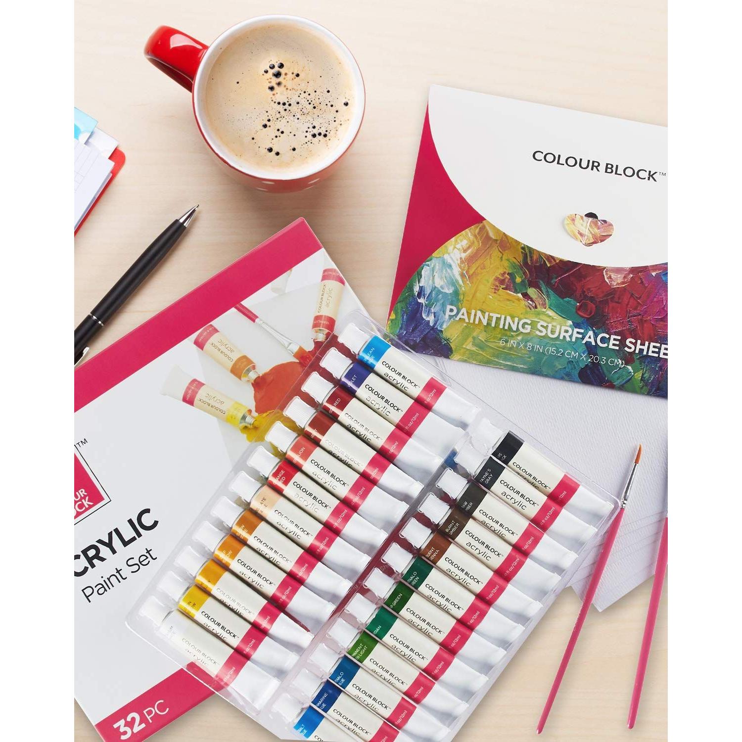 Colour Block Acrylic Paint Set - 32pc