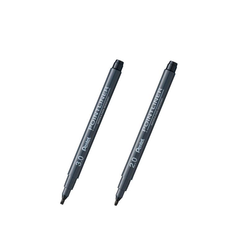 Pentel 平頭代針筆-黑(2.0/3.0)