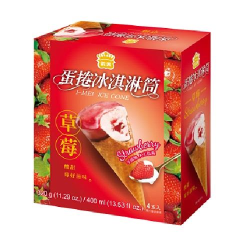 【冷凍店取－義美】草莓蛋捲冰淇淋筒（４支入）(８０ｇ＊４支／盒)