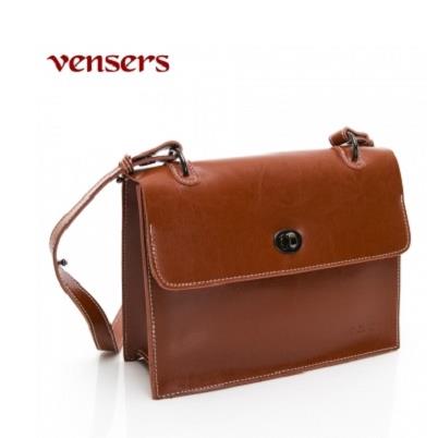 【vensers】小牛皮潮流個性包 斜肩背包(NL1085301棕色)