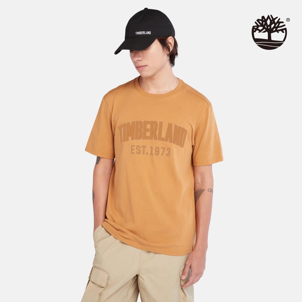 Timberland 男款小麥色刺繡LOGO短袖T恤|A6QVVP47