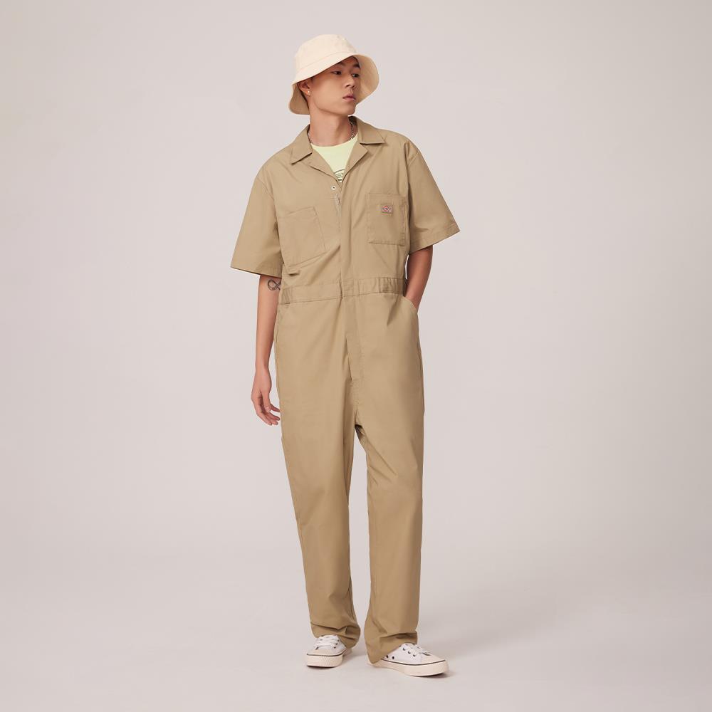 Dickies男款卡其色33999抗皺材質經典短袖連身工作服|DK011765KHK