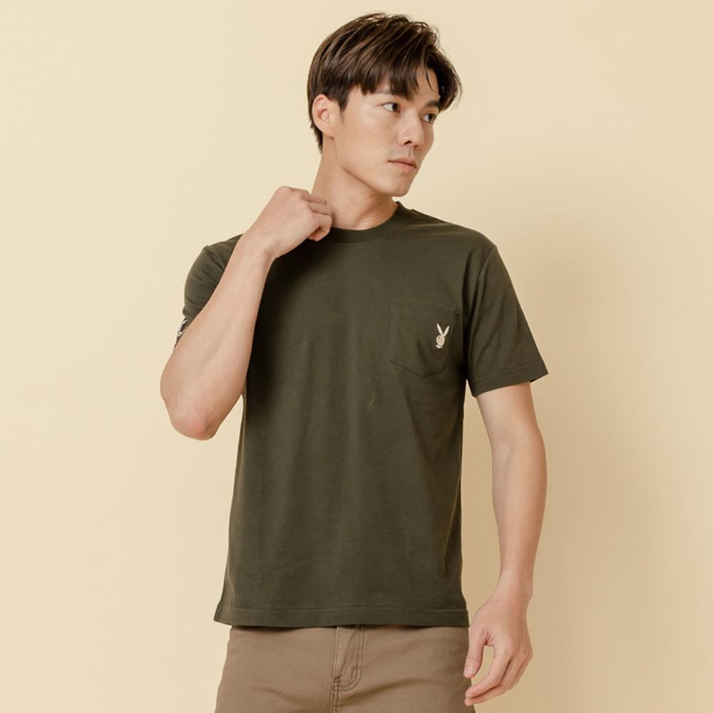 PLAYBOY - 口袋刺繡LOGO上衣 - 軍綠色/630-002-46-1