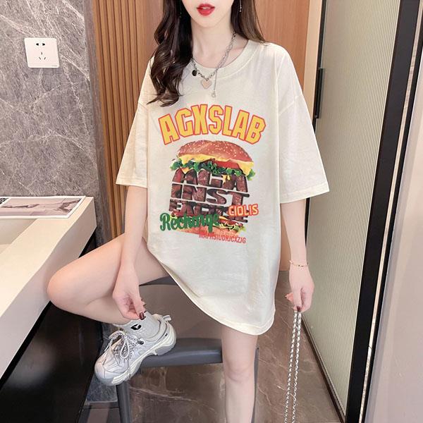(寬鬆版型)M~2XL春夏純棉款美式大漢堡短袖上衣/T-shirt(1色選)-日秀衣韓館