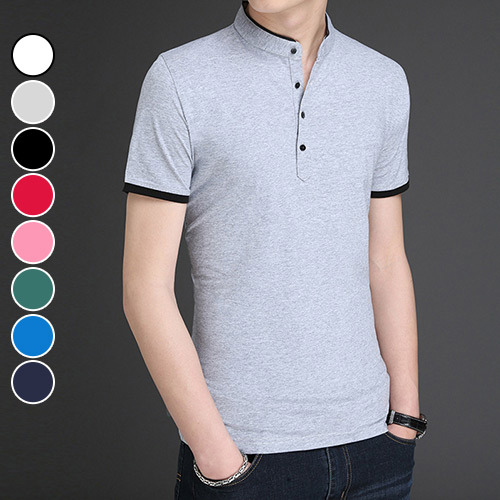 男POLO衫 韓版修身小立領撞色假兩件休閒短T中大尺碼短袖上衣  現 預【NZ723001】