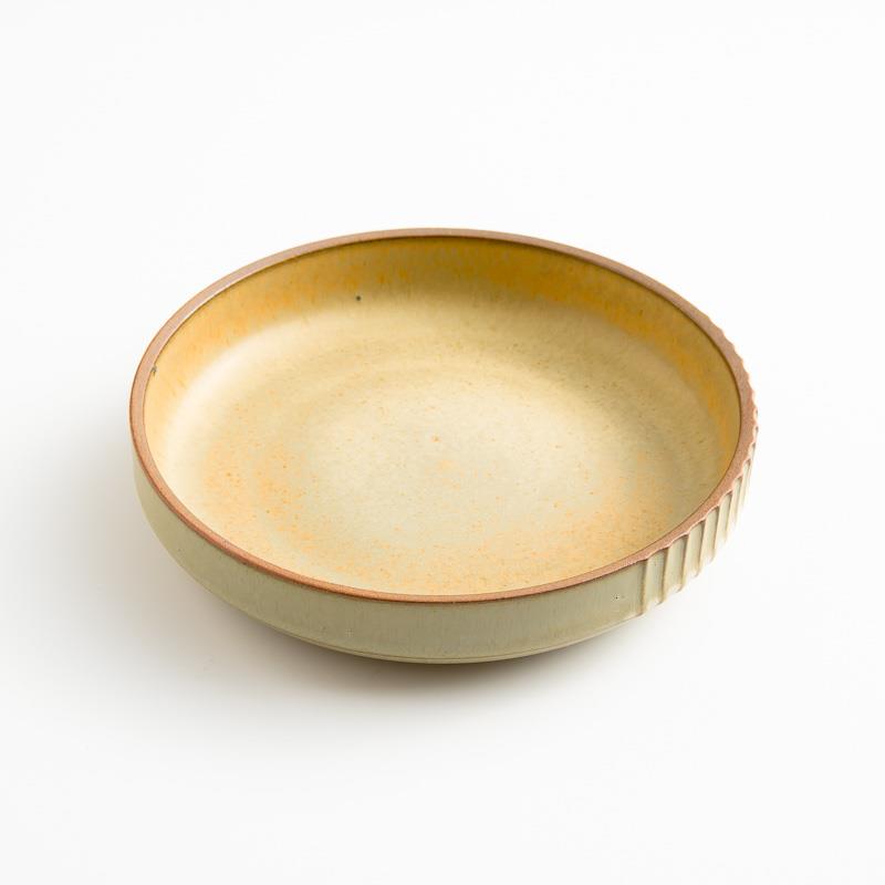日式 柴燒手作 16.5cm 陶瓷立邊盤｜黃釉｜單品 [2022新款]
