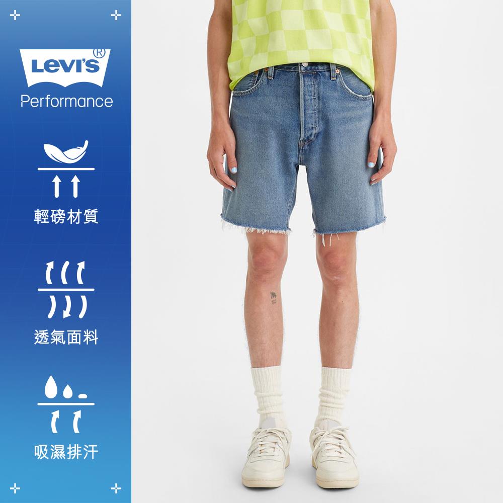 【618限搶3折起】男款 501 93復古膝上排釦直筒牛仔短褲 / 精工中藍染石洗 / 褲管不收邊 熱賣單品