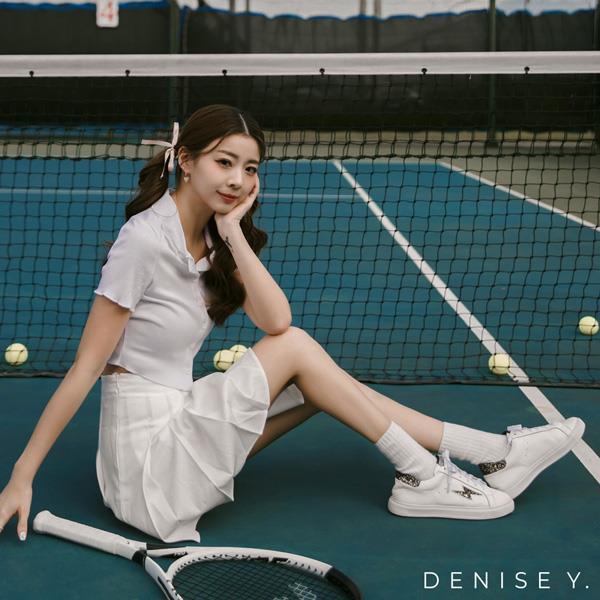💐母親節限定專區最高7折💐ANNSTAR DENISE聯名-閃電造型真皮小白鞋-亮片黑
