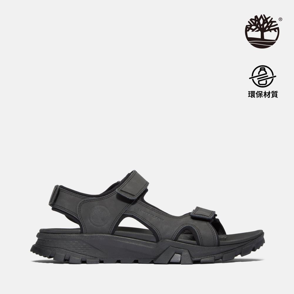 Timberland 男款黑色Lincoln Peak後帶式皮革涼鞋|A5T5G015