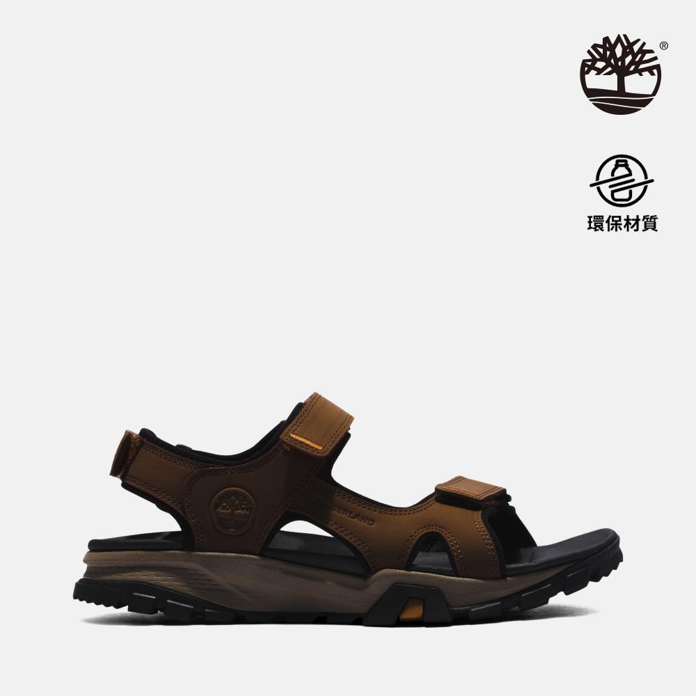 Timberland 男款棕色Lincoln Peak後帶式皮革涼鞋|A5T48968