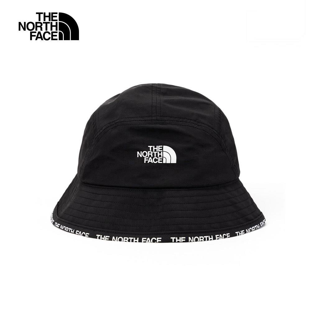 The North Face北面男女款黑色防風防潑水壓邊印花漁夫帽｜7WHAJK3