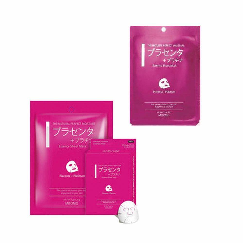 MITOMO光澤水潤精華面膜1枚 胎盤素鉑金