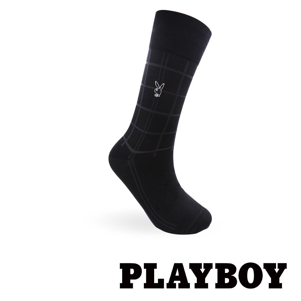 【紳士襪任選3雙469】PLAYBOY 舒適絲光休閒襪- 黑白(BB5620)