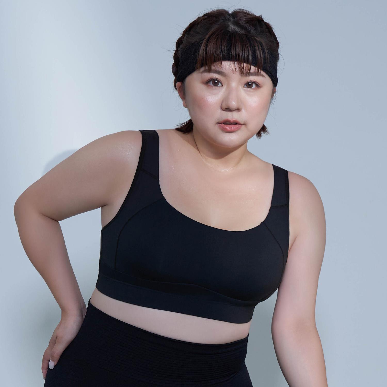 [RUN]輕呼吸大罩杯無鋼圈運動內衣-經典黑