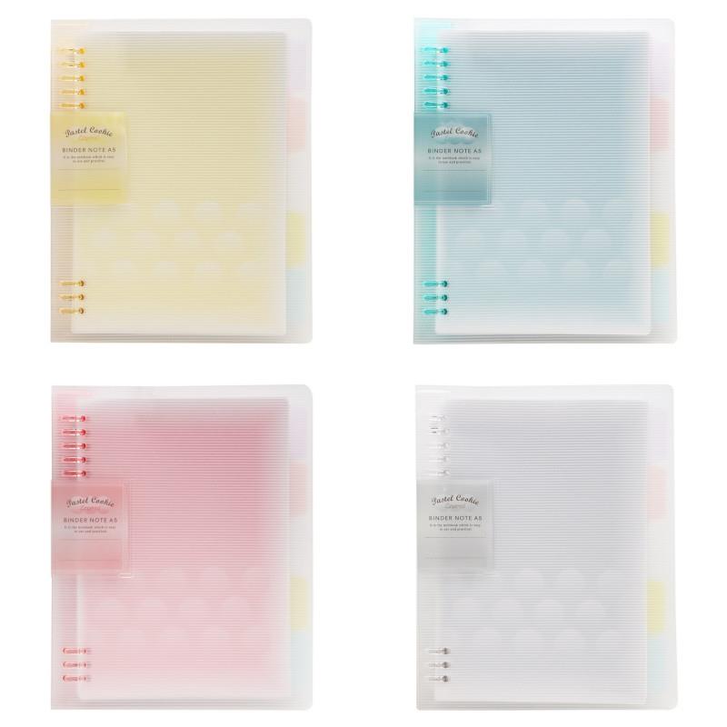 KOKUYO Pastel Cookie 8孔活頁本U罫 A5(40枚)-藍/粉/透明/黃