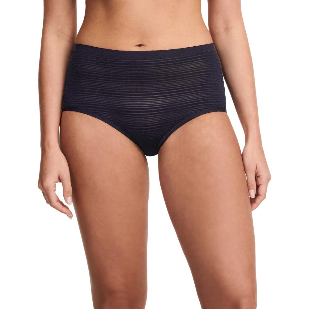 【Chantelle Lab】透氣涼感無痕高腰內褲>黑色(20D70_011)【Soft Stretch Stripes】
