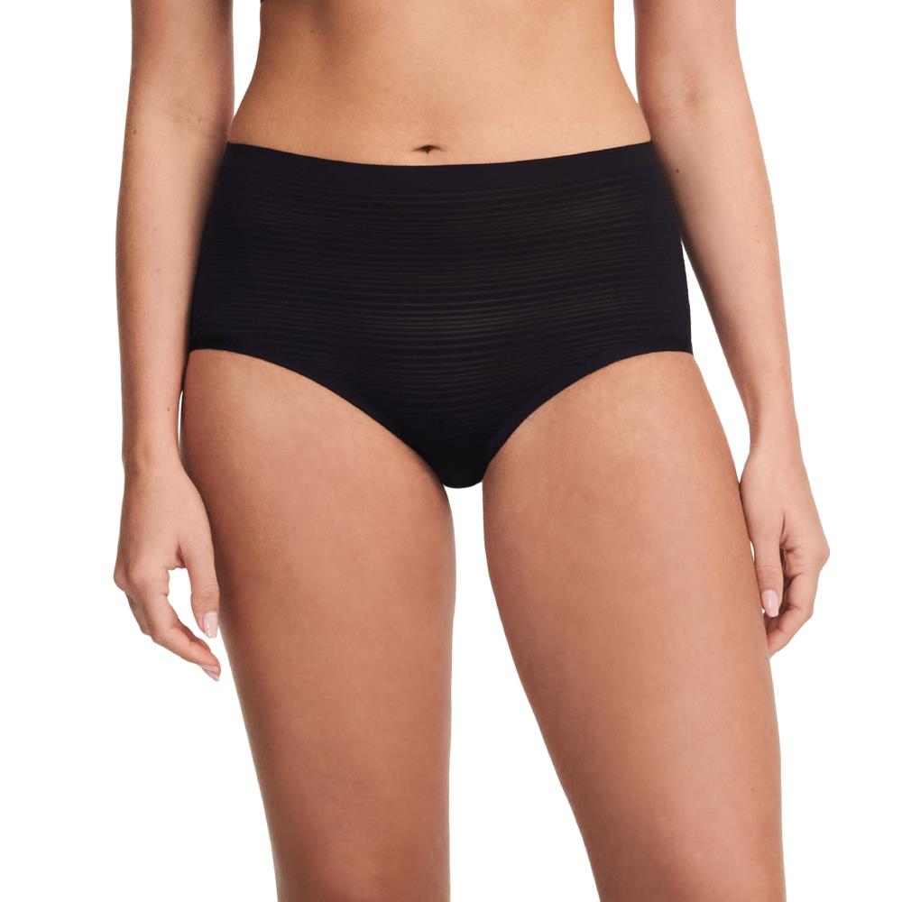 【Chantelle Lab】透氣涼感無痕高腰內褲>黑色(20D70_011)【Soft Stretch Stripes】