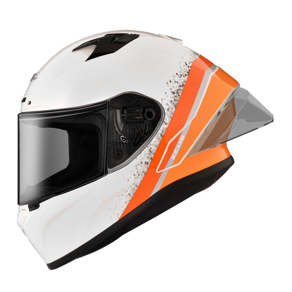 【全新體驗】ZEUS ZS826 BK10 珍珠白橘  全罩式安全帽