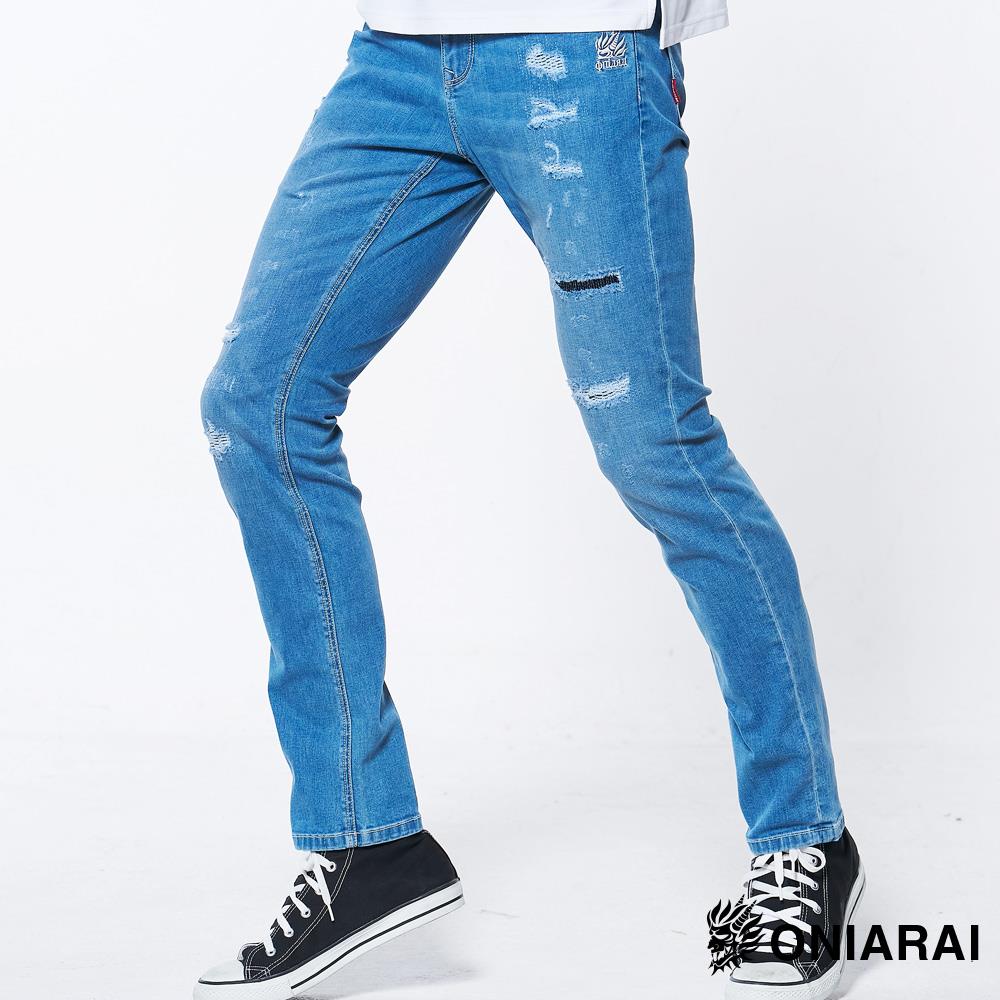 【9折】705冰氧鋅玉彈性中低腰丹寧修身錐形褲 - BLUE WAY 鬼洗い