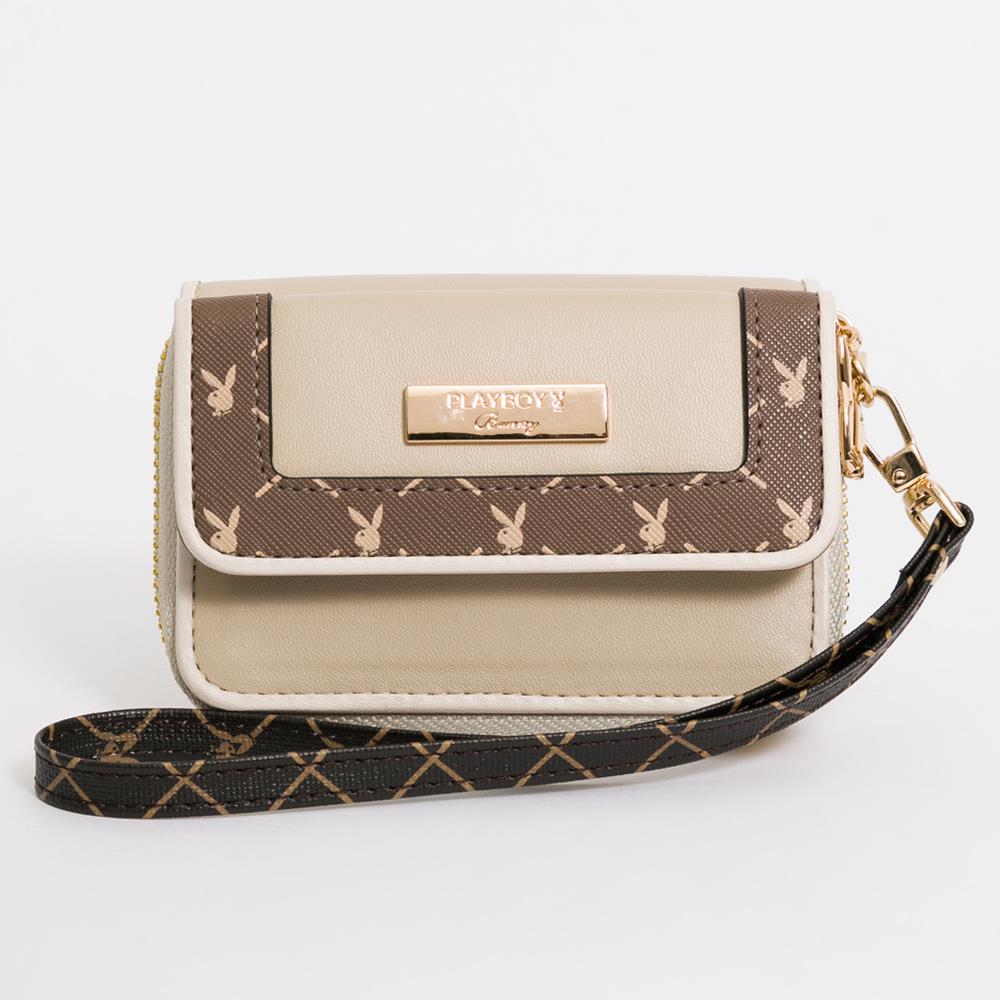 ⚡夏季應援 BIG SALE｜PLAYBOY-卡片包(附手挽帶) Brilliant系列-米色(531-0215-01-1)