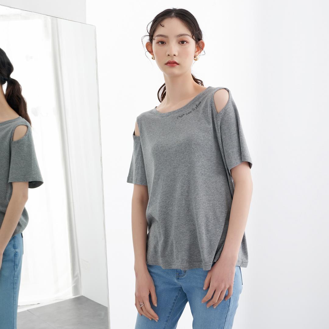 MIT袖挖洞基本素色TEE(麻灰)-女