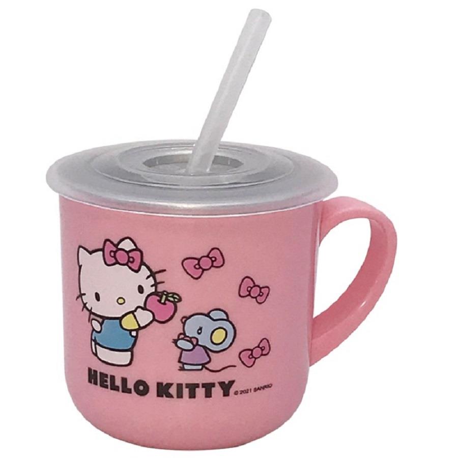 【ＨｅｌｌｏＫｉｔｔｙ】不鏽鋼兒童吸管杯２４０ｍｌ—粉(240ml)